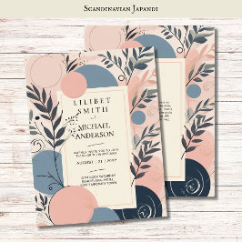 Convite Tema de Casamento Japandi Escandinavo Azul