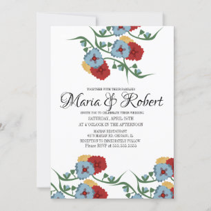 Convite Tema de casamento mexicano com folhagem floral vin