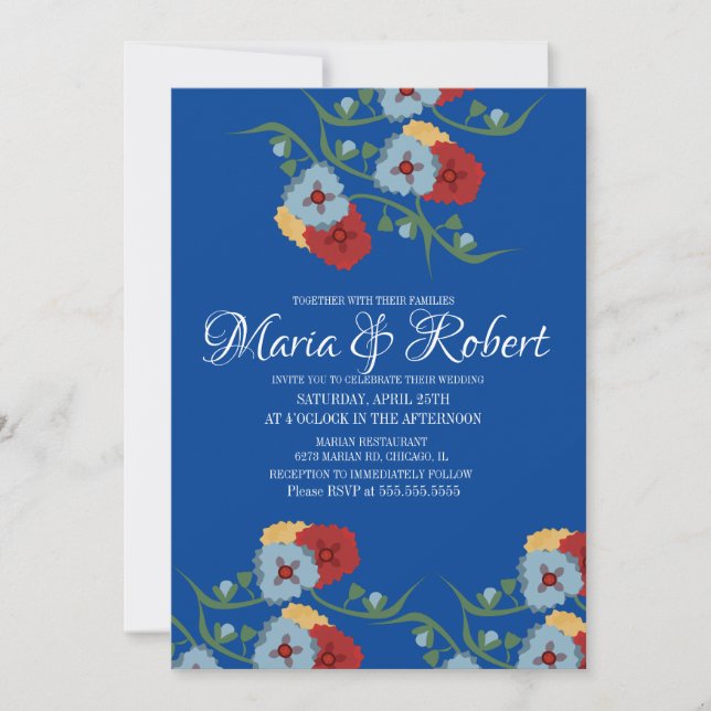 Convite Tema de casamento mexicano com folhagem vinha flor (Frente)