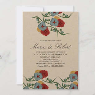 Convite Tema de casamento mexicano verde videira floral Kr