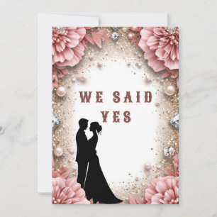 Convite 🌸 Tema de Casamento Primavera Floral Pêssego Dour