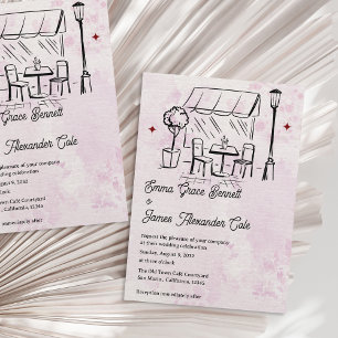 Convite Tema de Casamento Romântico Bistrô de Pátio Elegan