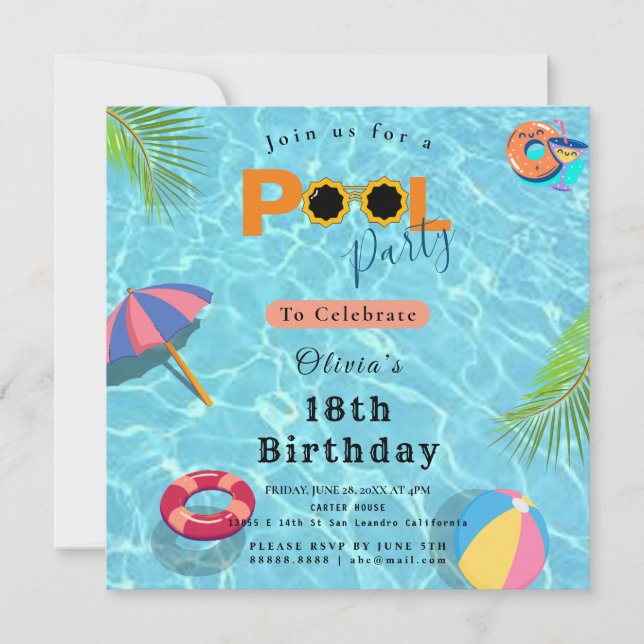 Convite tema de celebração da Festa de aniversário de pisc (Frente)