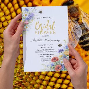Convite Tema de Chá de Noiva Jardim de Abelhas