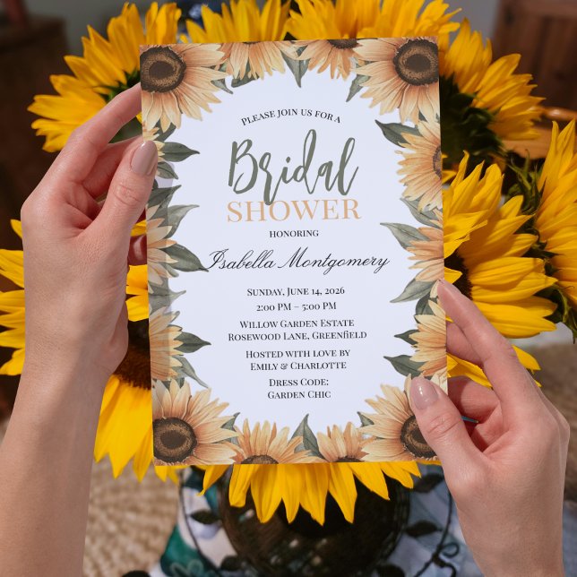 Convite Tema de Chá de Noiva Rústico de Girassol (Sunflower Theme Rustic Bridal Shower Invitations
)