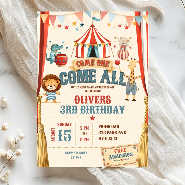 Convite Tema de Circo Venha Todos Aniversário (Criador carregado)