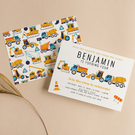 Convite Tema de Construção Festa de Bombeiros de Aniversár