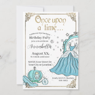 Convite Tema de Conto de Fadas da Cinderela Ilustrado