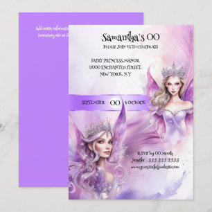 Convite Tema de conto de fadas da princesa mítica roxa