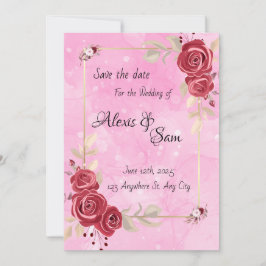 Convite Tema de cor marrom com cor rosa