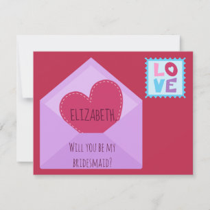 Convite Tema de Coração Bonito Proposta de Bridesmaid