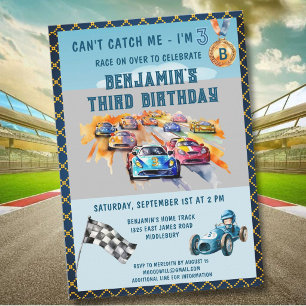 Convite *Tema de Corrida de Carros Automóveis para Festa d