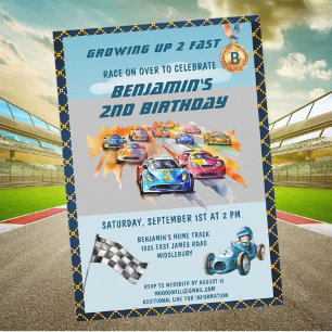 Convite *Tema de Corrida de Carros para Festa de 2 Anos