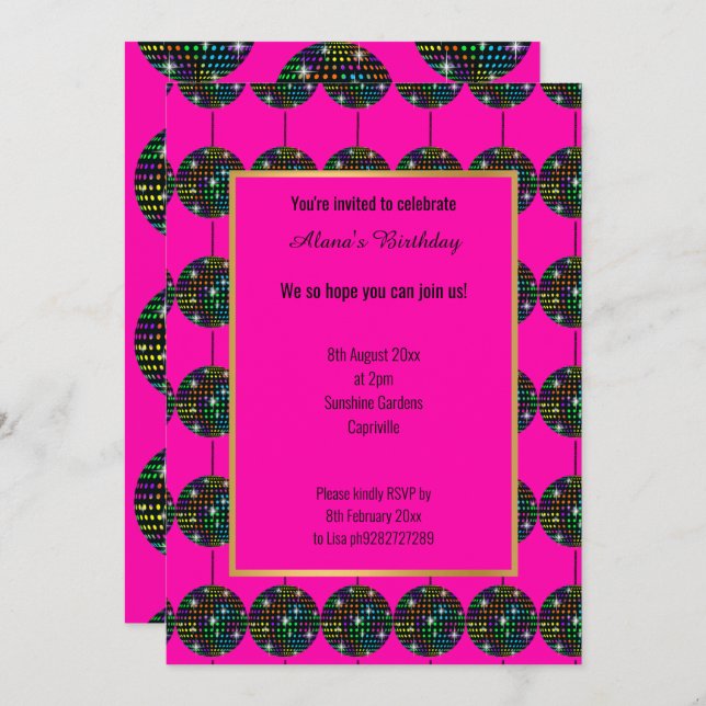 CONVITE TEMA DE DISCO DE PINCO QUENTE DO FLURO DOURADO TOD (Frente/Verso)