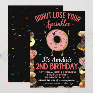 Convite Tema de Donut de 2º Aniversário Dois Anos de Idade