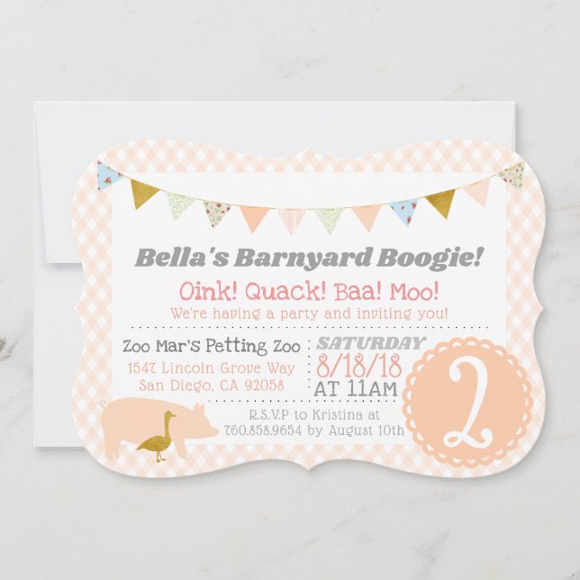 Convite Tema de Fazenda de Barnyard Boogie (Frente)