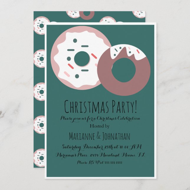 Convite Tema de Feriado da Rosquinha de Natal (Frente/Verso)