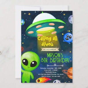 convite tema de festa alienígena