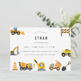 Convite Tema de festa de aniversário de construção para me