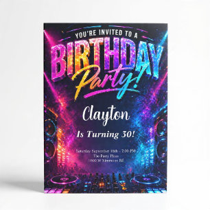 Convite Tema de festa de aniversário de DJ de música
