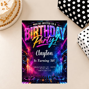 Convite Tema de festa de aniversário de DJ de música