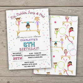 Convite Tema de Festa de aniversário de Garotas de ginásti