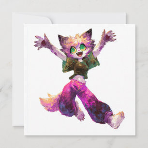 Convite Tema de Festa de Dança de Gato de Cartoon