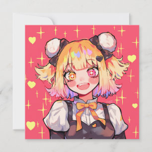 Convite Tema de Festa de Personagem Kawaii Feliz