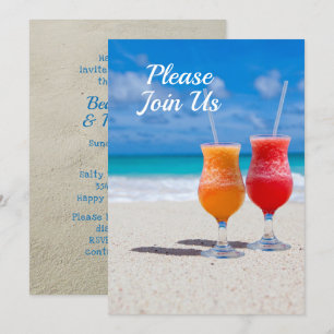 Convite Tema de Festa na Praia com Duas Bebidas