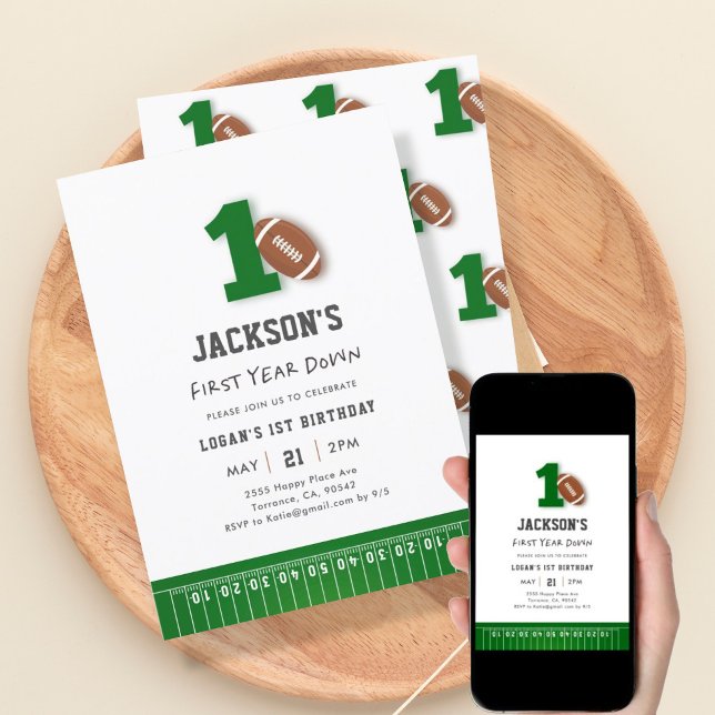 Convite Tema De Futebol No Primeiro Ano De Aniversário (Criador carregado)