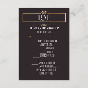 Convite Tema de Gatsby de Placa R.S.V.P. 3.5x5