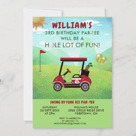 Convite Tema de Golfe aniversário de 3 anos Par-Tee