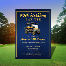 Tema de Golfe Elegante Carrinho Azul 50º aniversár
