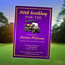 Tema de Golfe Elegante Carrinho Dourado 50º Aniver
