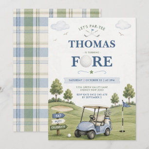 Convite Tema de Golfe Menino Aniversário de 4 Anos
