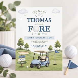Convite Tema de Golfe Menino Aniversário de 4 Anos