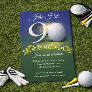 Convite Tema de Golfe para Aniversário de 90 anos