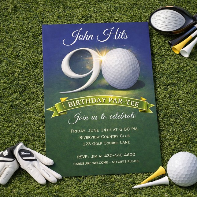 Convite Tema de Golfe para Aniversário de 90 anos (Criador carregado)