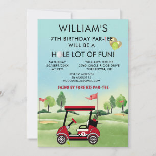 Convite Tema de Golfe para Menino 7º Aniversário Par-Tee