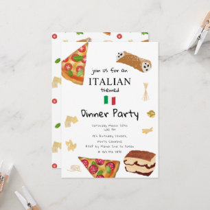 Convite Tema de Jantar de Pizza e Massa de Comida Italiana