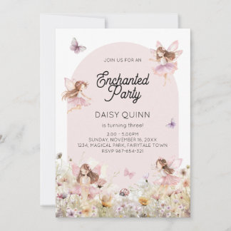 Convite Tema de Jardim de Fadas para Aniversário de Menina