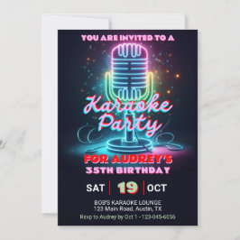 Convite Tema de Karaokê brilhante e colorido qualquer aniv