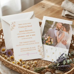 Convite Tema de Margarida Casamento Minimalista Elegante