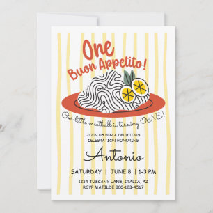 Convite Tema de Massa Italiana Comida Ciao Um 1º Aniversár