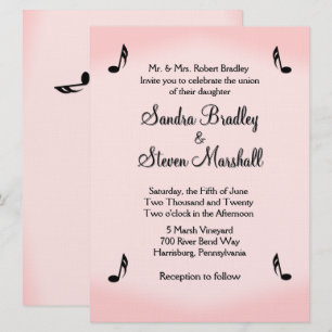 Convite Tema de Música Rosa Casamento