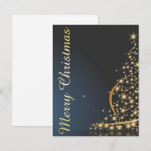 Convite Tema de Natal Azul com Árvore de Natal ouro