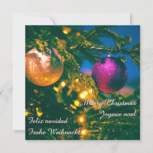 Convite Tema de Natal com 2 bolas de Natal...