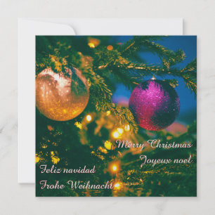 Convite Tema de Natal com 2 bolas de Natal...