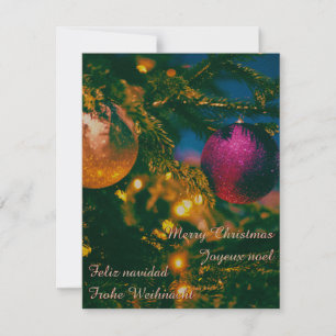 Convite Tema de Natal com 2 bolas de Natal...