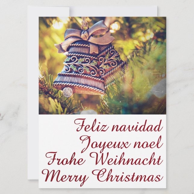 Convite Tema de Natal com dois sinos (Frente)